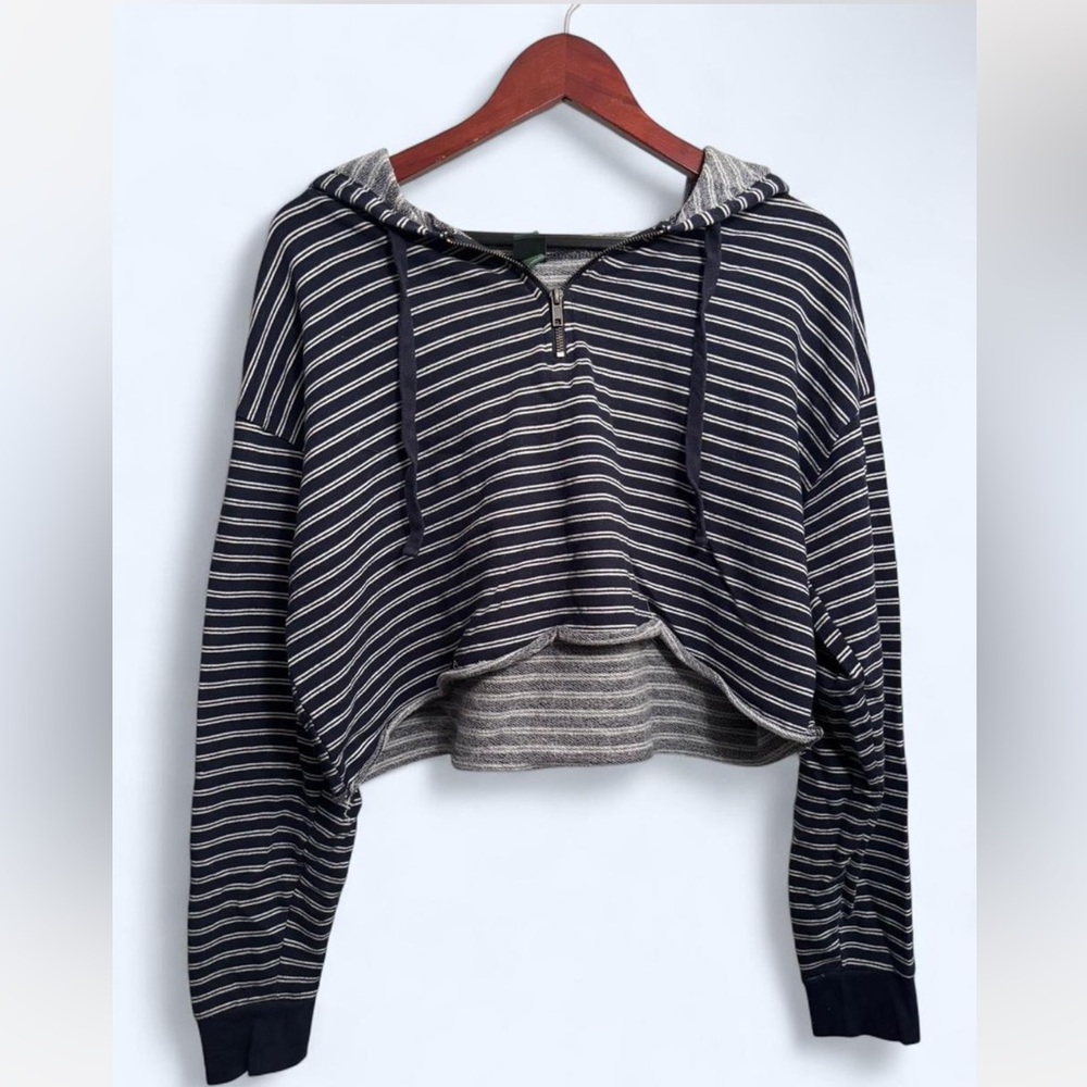 Striped Navy and White Women's Hoodie